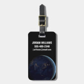 Aardse stad licht 's nachts op Azië en Australië Bagagelabel (Voorkant verticaal)