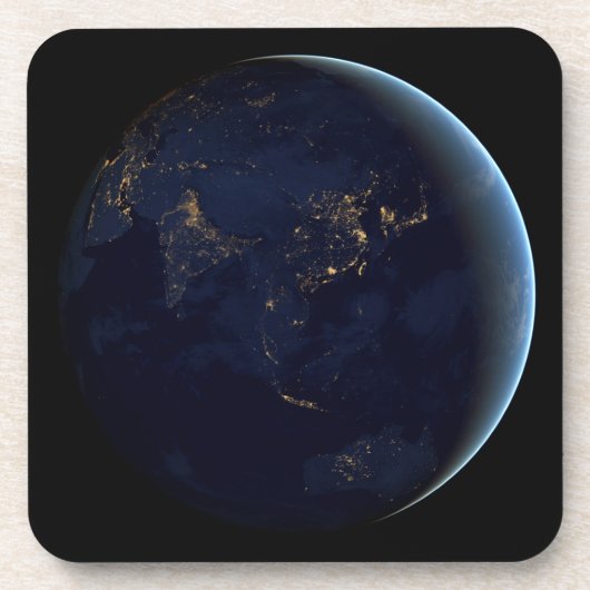 Aardse stad licht 's nachts op Azië en Australië Bier Onderzetter (Voorkant)