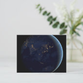 Aardse stad licht 's nachts op Azië en Australië Briefkaart (Staand voorkant)