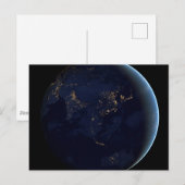 Aardse stad licht 's nachts op Azië en Australië Briefkaart (Voorkant / Achterkant)