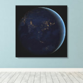 Aardse stad licht 's nachts op Azië en Australië Canvas Afdruk (Insitu (Houten vloer))