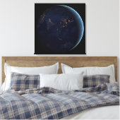 Aardse stad licht 's nachts op Azië en Australië Canvas Afdruk (Insitu (Slaapkamer))
