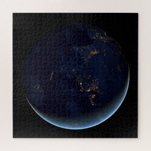 Aardse stad licht 's nachts op Azië en Australië Legpuzzel