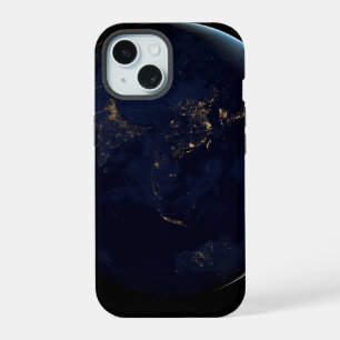 Aardse stadslichten 's nachts in Azië en Australië iPhone 15 Case