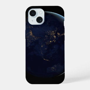 Aardse stadslichten 's nachts in Azië en Australië iPhone 15 Case