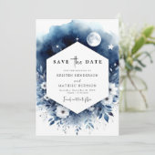 Aardse stijlvolle maanverlichte bruiloft save the date (Staand voorkant)