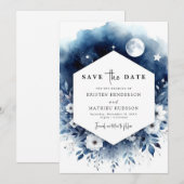 Aardse stijlvolle maanverlichte bruiloft save the date (Voorkant / Achterkant)