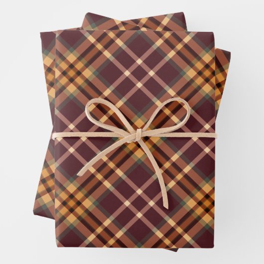 Aardse Tartan Plaids Inpakpapier Vel (In situ)