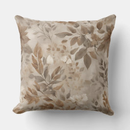Aardse Taupe Bruine Botanische Print Kussen