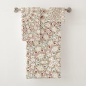 Aardse taupe en roest mandala patroon bad handdoek (Insitu)