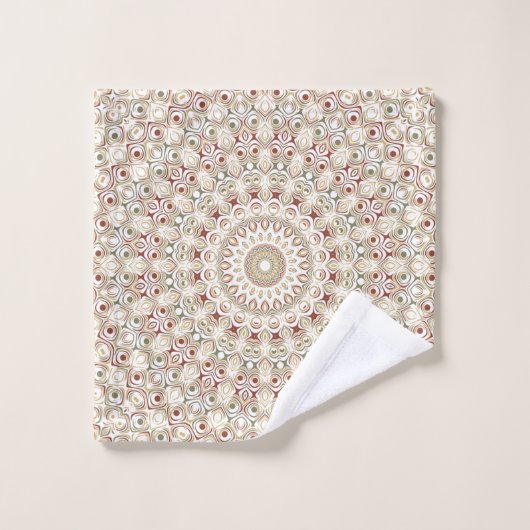 Aardse taupe en roest mandala patroon bad handdoek (Wasdoekje)