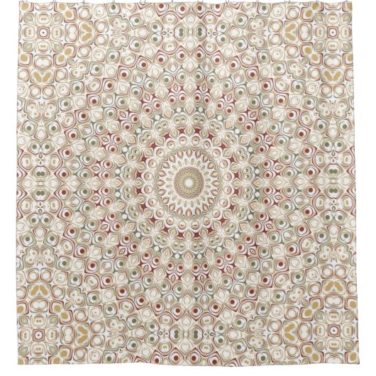 Aardse taupe en roest mandala patroon douchegordijn (Voorkant)
