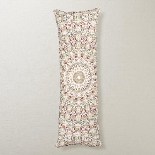 Aardse taupe en roest mandala patroon lichaamskussen (Achterkant (Verticaal))