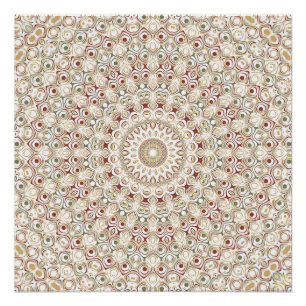 Aardse Taupe en Roest Mandala Patroon Perfect Poster