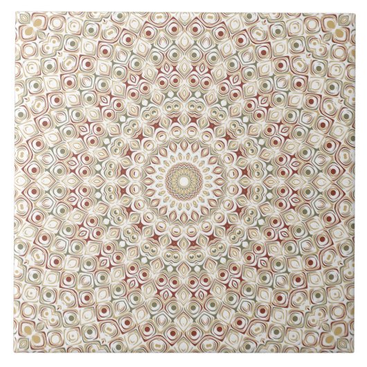 Aardse taupe en roest mandala patroon tegeltje (Voorkant)