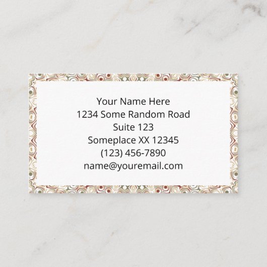 Aardse taupe en roest mandala patroon visitekaartje (Achterkant)