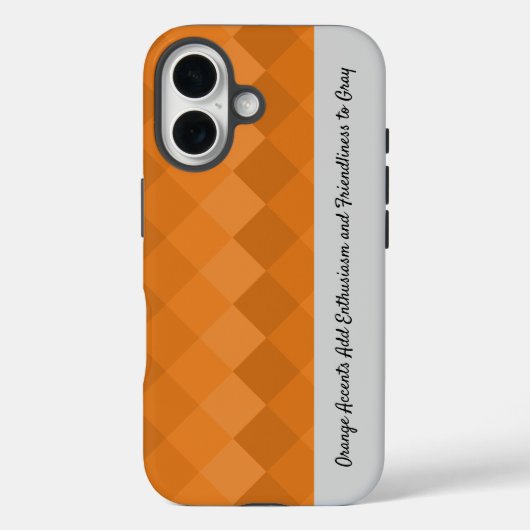 Aardse Tegel Patroon Sinaasappel & Grijs Tagline Case-Mate iPhone Case (Achterkant)