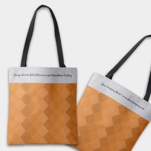 Aardse Tegel Patroon Sinaasappel & Grijs Tagline Tote Bag