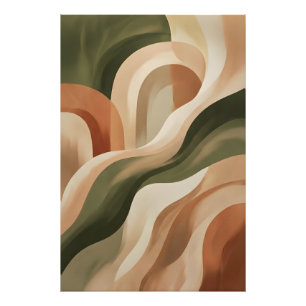Aardse Terracotta Abstracte Wandkunst Foto Afdruk