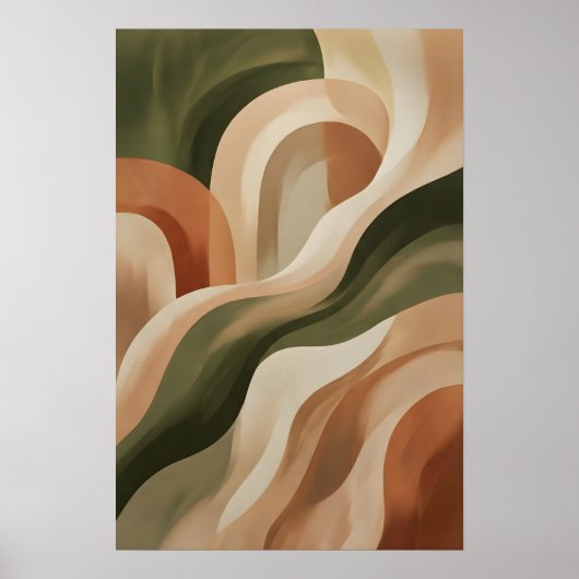 Aardse Terracotta Abstracte Wandkunst Galerij Post Poster (Voorkant)