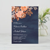 Aardse Terracotta Bloemen Alles in Een Marine Huwe Kaart (Staand voorkant)