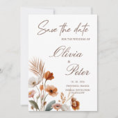Aardse Terracotta Boho Wildflower Save The Date Kaart (Voorkant)