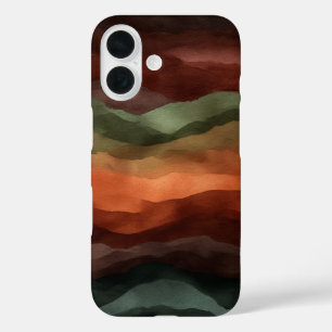 Aardse Terracotta en Bosgroene Abstracte iPhone 16 Hoesje
