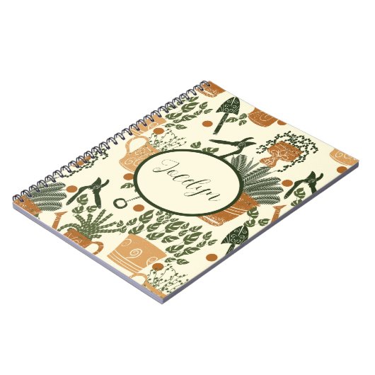 Aardse terracotta en groen Plant: Garden Lover's Notitieboek (Linkerzijde)