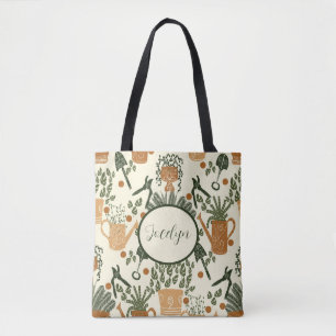 Aardse terracotta en groen Plant: Garden Lover's Tote Bag