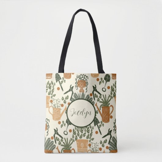 Aardse terracotta en groen Plant: Garden Lover's Tote Bag (Voorkant)