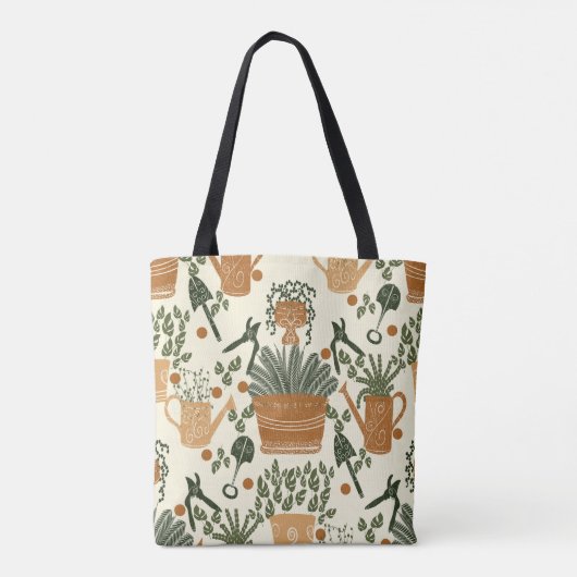 Aardse terracotta en groen Plant: Garden Lover's Tote Bag (Achterkant)