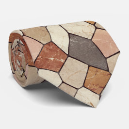 Aardse Terracotta en Leigrijze Steen Mozaïek Stropdas