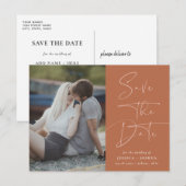 Aardse Terracotta Kalligrafie Foto Opslaan van de  Briefkaart (Voorkant / Achterkant)