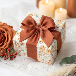 Aardse Terracotta Whimsical Bloemen Handgetekende  Cadeaupapier