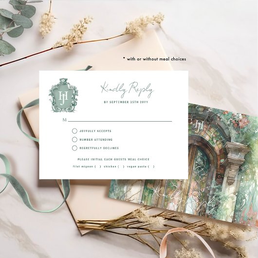 Aardse tijdloze bruiloft met / zonder maaltijd RSV RSVP Kaartje