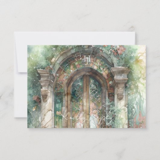 Aardse tijdloze bruiloft met / zonder maaltijd RSV RSVP Kaartje (Achterkant)