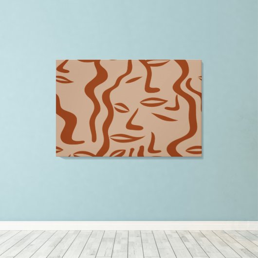 Aardse tinten Abstracte vrouwengezichten Canvas Afdruk (Insitu (Houten vloer))