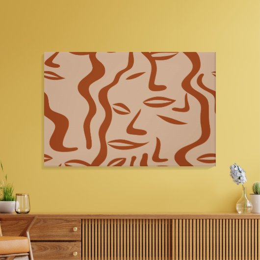 Aardse tinten Abstracte vrouwengezichten Canvas Afdruk (Insitu (Woonkamer))