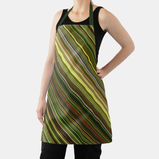 Aardse tinten groen, geel en bruin streep schort (Insitu)