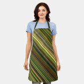 Aardse tinten groen, geel en bruin streep schort (Gedragen)