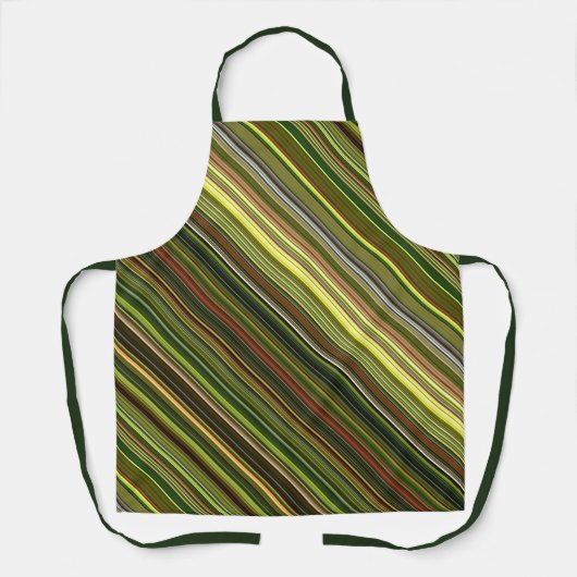 Aardse tinten groen, geel en bruin streep schort (Voorkant)