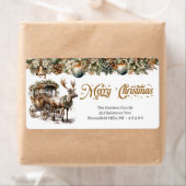Aardse tinten groen goud Rendier en koets Etiket (Insitu)
