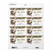 Aardse tinten groen goud Rendier en koets Etiket (Full Sheet)