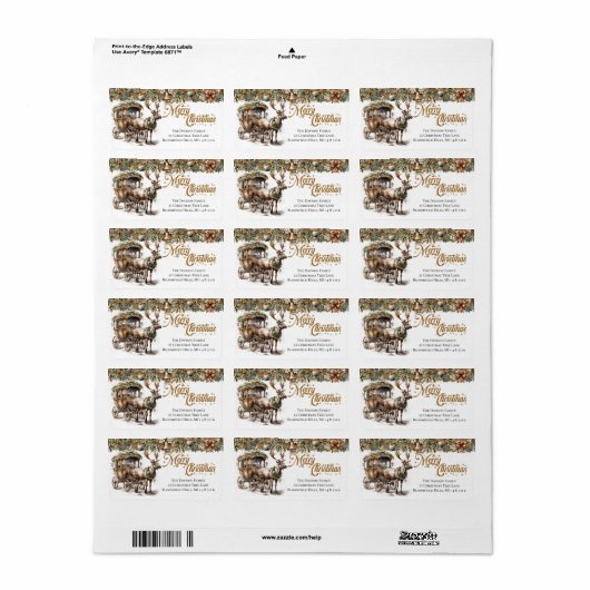 Aardse tinten groen goud Rendier en koets Etiket (Full Sheet)