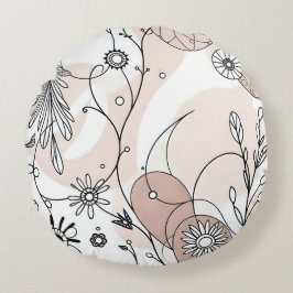 Aardse tinten minimalistische Boho kunst Rond Kussen