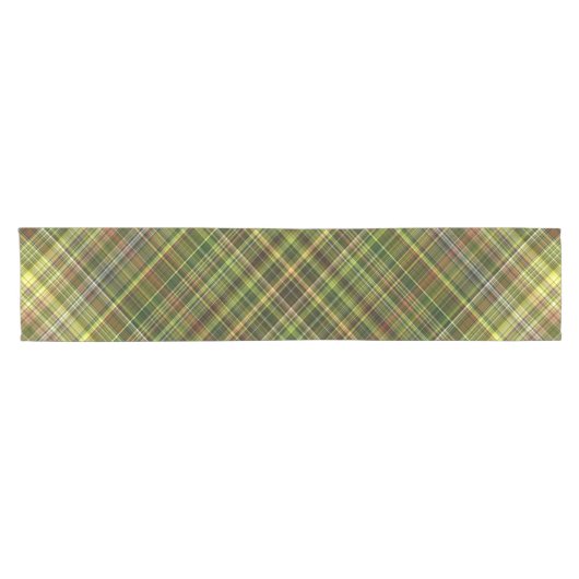 Aardse tinten Rust en Olive Plaid Korte Tafelloper (Horizontaal)