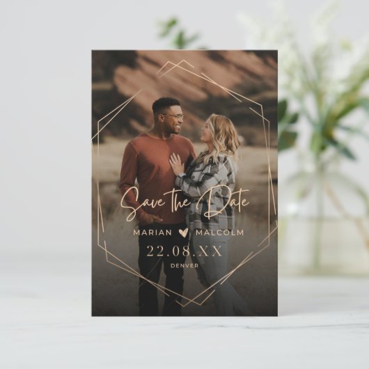 Aardse tinten save the date (Staand voorkant)