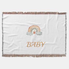 Aardse Tonaal Waterverf Boho Regenboog "Baby" Deken