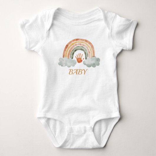 Aardse Tonaal Waterverf Boho Regenboog "Baby"  Romper (Voorkant)