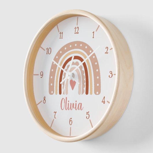 Aardse Tone Boho Rainbow Meisje Naam Wandklok (Hoek)